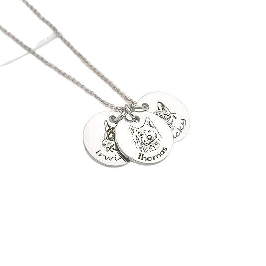 Pet sketch engraving necklace