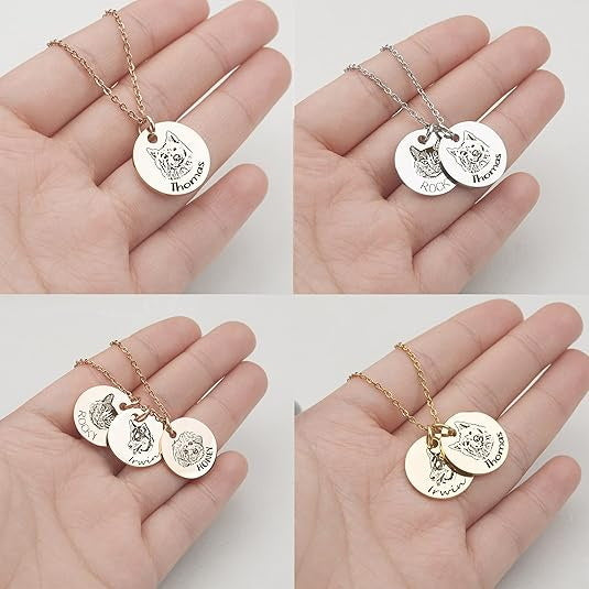 Pet sketch engraving necklace