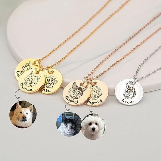Pet sketch engraving necklace